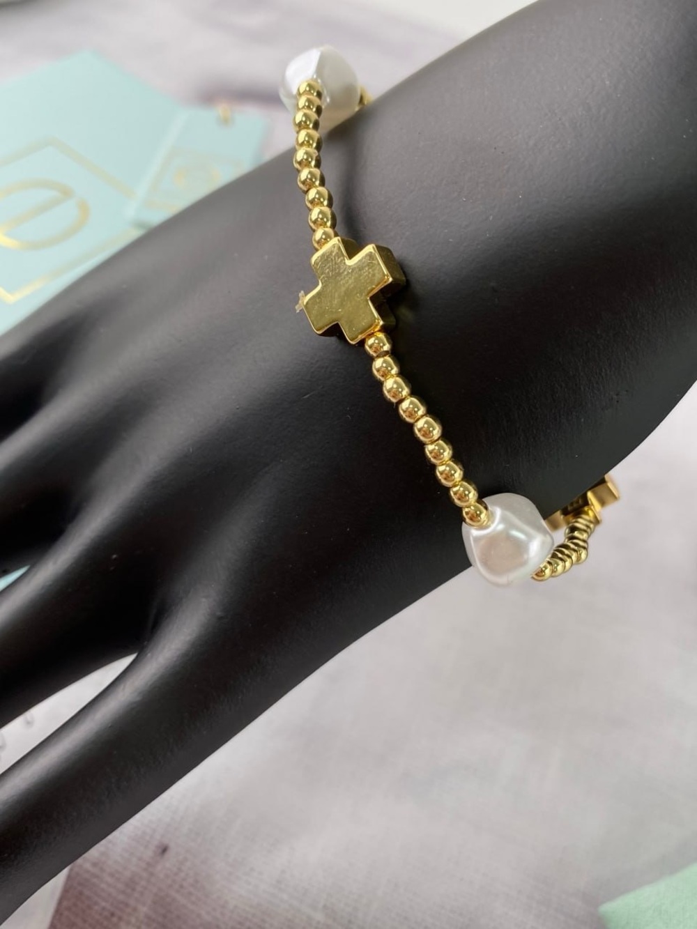 Enewton Gold Pearl Cross Beaded Bracelet - Gold - Picture 6 of 6